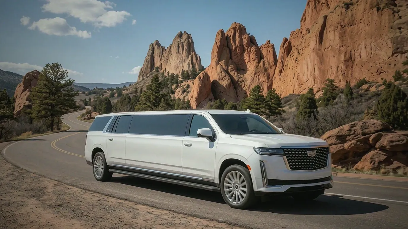 Cheyenne white Cadillac Escalade 20 passenger stretch limo