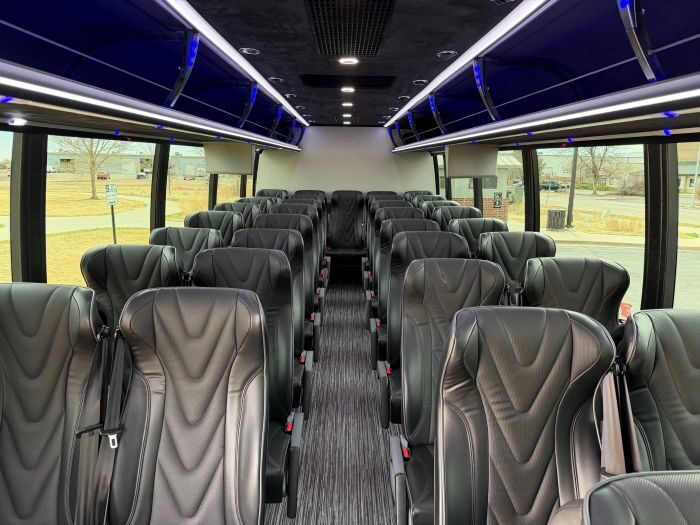Coach bus leather seats – Cheyenne limo service